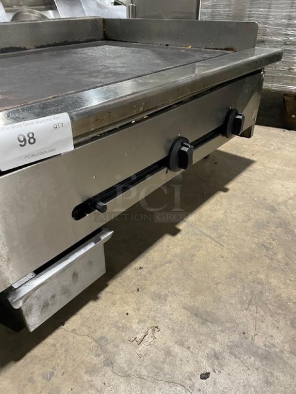 Commercial Natural Gas Powered Countertop Flat Griddle! All Stainless Steel! On Legs! Working When Removed! - Image 5 of 6