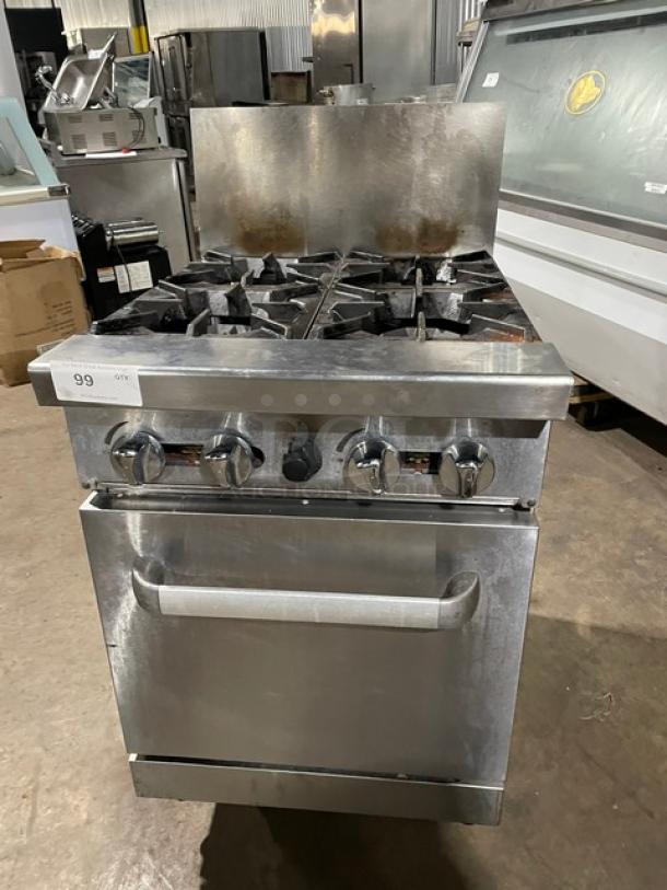 Commercial Natural Gas Powered 4 Burner Range! With Full Sized Oven Underneath! With Back Splash! All Stainless Steel! With Metal Oven Rack! Working When Removed! - Image 1 of 9