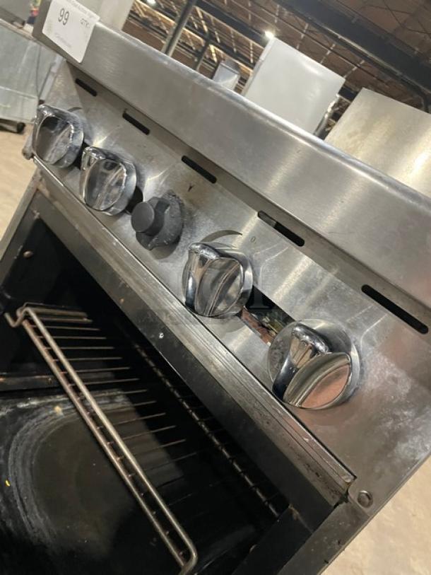 Commercial Natural Gas Powered 4 Burner Range! With Full Sized Oven Underneath! With Back Splash! All Stainless Steel! With Metal Oven Rack! Working When Removed! - Image 8 of 9