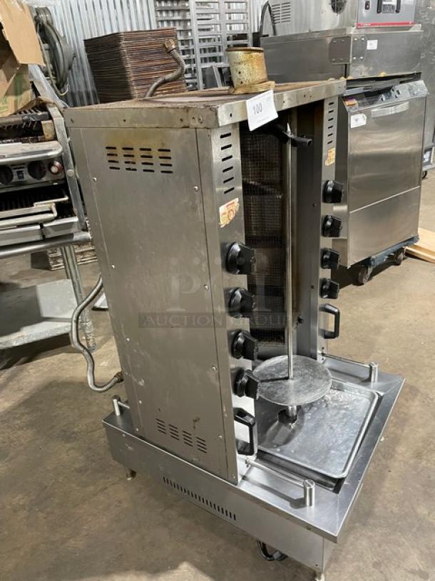 WOW! Attias Natural Gas-Powered Heavy-Duty Gyro Machine! All Stainless Steel! With 8 Infrared Ceramic Burners! On Legs! Working When Removed! - Image 2 of 9