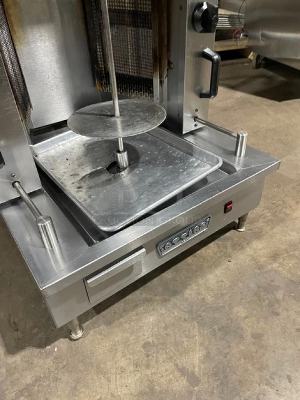 WOW! Attias Natural Gas-Powered Heavy-Duty Gyro Machine! All Stainless Steel! With 8 Infrared Ceramic Burners! On Legs! Working When Removed! - Image 7 of 9