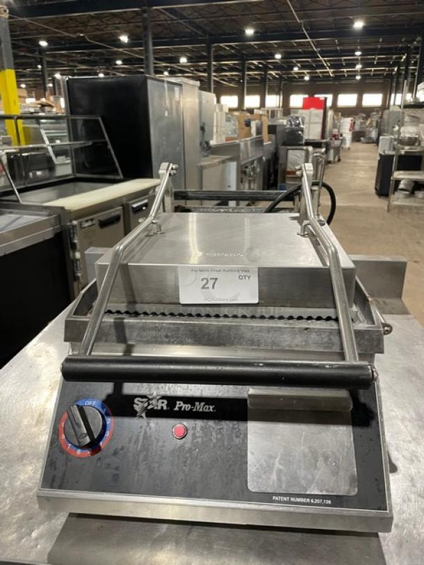 Star Pro-Max Commercial Electric Powered Countertop Panini Press! With Grooved Aluminum Grill Plate! 120V! Model: CG14 SN: GG140715A0033! - Image 1 of 8