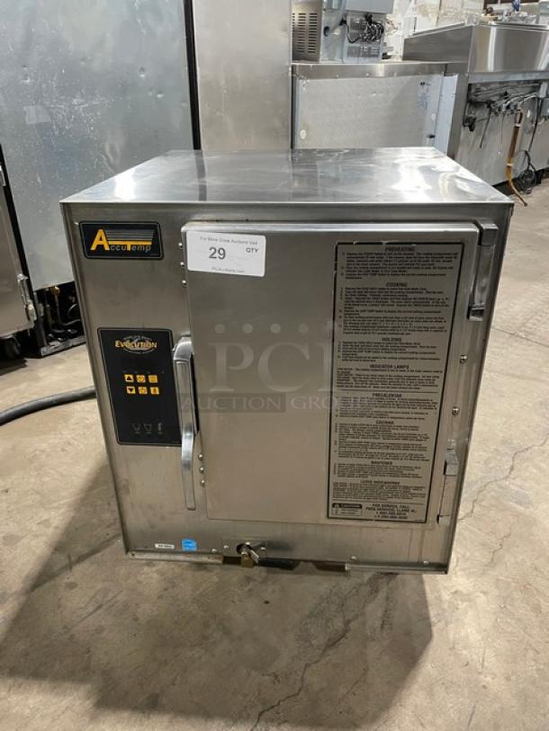 AccuTemp Evolution Series Commercial Electric Powered Countertop Boilerless Steamer!  All Stainless Steel! With Built In Pan Racks!  On Legs! 208V 3 Phase! Model: E62083E15000250 SN: 50531! - Image 1 of 8