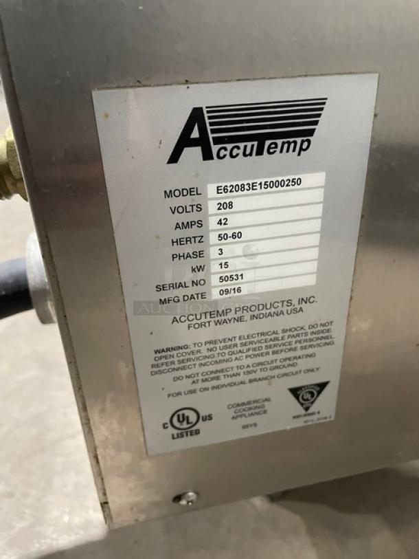 AccuTemp Evolution Series Commercial Electric Powered Countertop Boilerless Steamer!  All Stainless Steel! With Built In Pan Racks!  On Legs! 208V 3 Phase! Model: E62083E15000250 SN: 50531! - Image 5 of 8