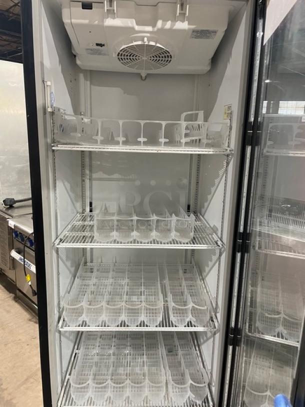 Imbera Coca-Cola Style Commercial Single Glass Door Reach In Refrigerator Merchandiser! With Poly Coated Racks! With Gravity Feed Bottle Organizers! 115V 1 Phase! Model: 6319 C02 SN: 111150711390! - Image 5 of 7