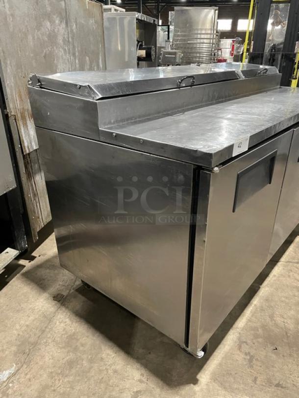 True Commercial Refrigerated Mega Top Pizza Prep Table! With 2 Door Refrigerated Storage Underneath! All Stainless Steel! On Casters! 115V 1 Phase! Model: TPP-67 SN: 7150317! - Image 2 of 10