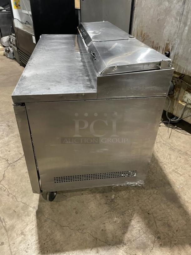 True Commercial Refrigerated Mega Top Pizza Prep Table! With 2 Door Refrigerated Storage Underneath! All Stainless Steel! On Casters! 115V 1 Phase! Model: TPP-67 SN: 7150317! - Image 3 of 10