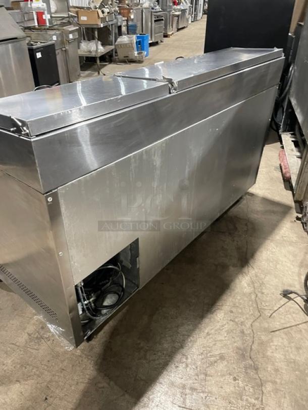 True Commercial Refrigerated Mega Top Pizza Prep Table! With 2 Door Refrigerated Storage Underneath! All Stainless Steel! On Casters! 115V 1 Phase! Model: TPP-67 SN: 7150317! - Image 4 of 10