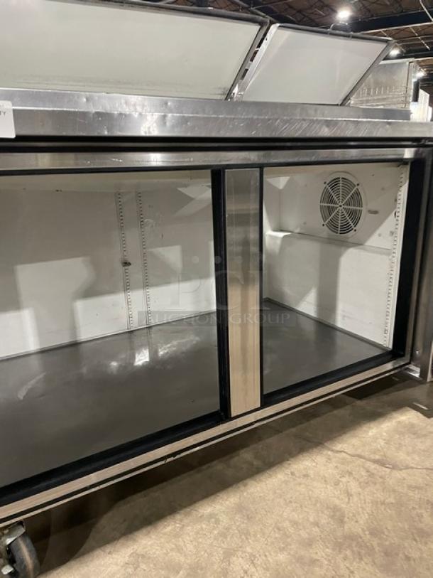 True Commercial Refrigerated Mega Top Pizza Prep Table! With 2 Door Refrigerated Storage Underneath! All Stainless Steel! On Casters! 115V 1 Phase! Model: TPP-67 SN: 7150317! - Image 6 of 10