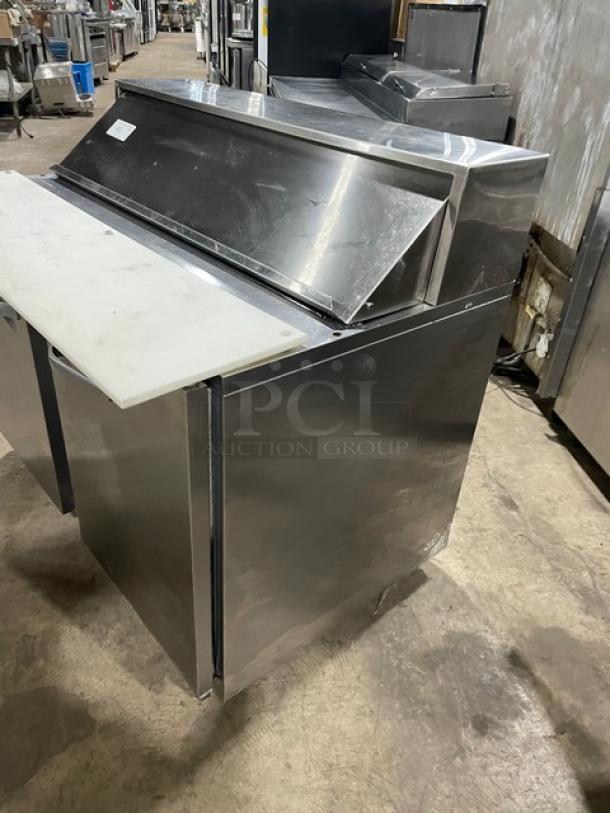 Traulsen Commercial Refrigerated Mega Top Salad/Sandwich Prep Table! With 2 Door Refrigerated Storage Underneath! All Stainless Steel! With Removable Cutting Board! On Casters! 115V 1 Phase! Model: UPT4812-LR SN: T20530C06! - Image 2 of 9
