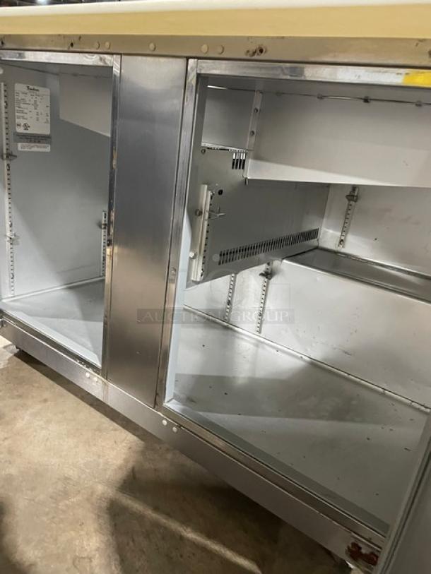 Traulsen Commercial Refrigerated Mega Top Salad/Sandwich Prep Table! With 2 Door Refrigerated Storage Underneath! All Stainless Steel! With Removable Cutting Board! On Casters! 115V 1 Phase! Model: UPT4812-LR SN: T20530C06! - Image 6 of 9