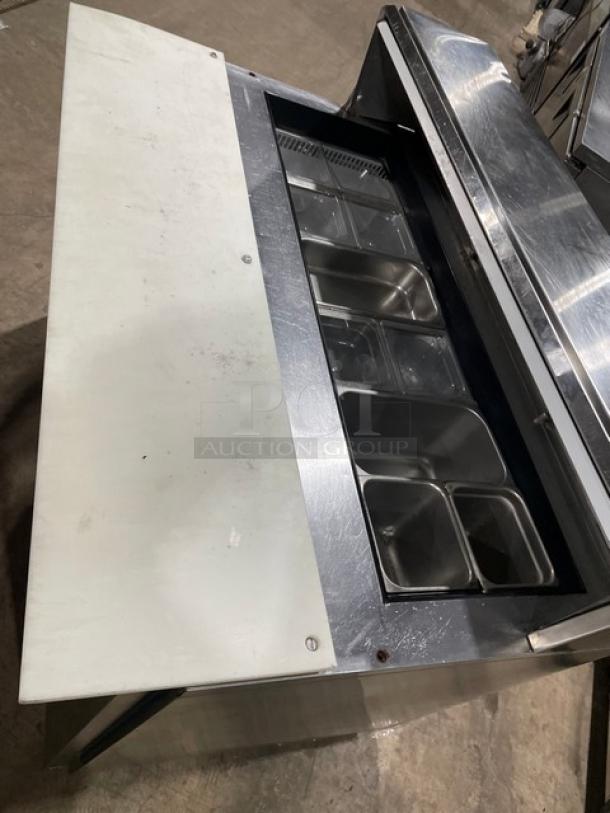 Traulsen Commercial Refrigerated Mega Top Salad/Sandwich Prep Table! With 2 Door Refrigerated Storage Underneath! All Stainless Steel! With Removable Cutting Board! On Casters! 115V 1 Phase! Model: UPT4812-LR SN: T20530C06! - Image 8 of 9