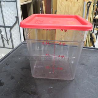 One 8 Quart Food Storage Container With Lid.