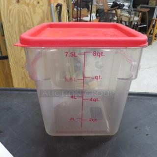 One 8 Quart Food Storage Container With Lid.