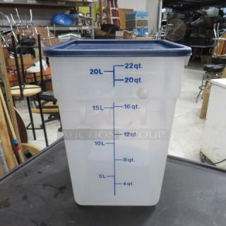 One 22 Quart Food Storage Container With Lid.