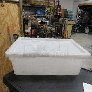 One 13 Gallon Food Storage Container With Lid.