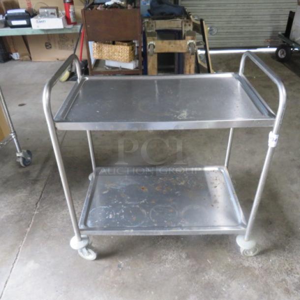 One Stainless Steel 2 Shelf Cart On Casters. 34X1X36 - Image 1 of 1