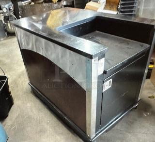 One Portable Work Station With 1 Door Under Storage, Flip Up Shelf, Granie Countertops, And Electrical Outlet , On Casters. 30X48X37.5