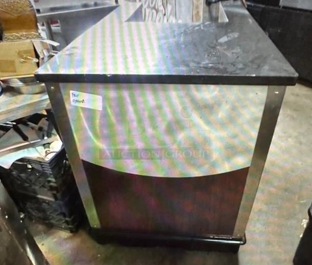 One Portable Work Station With 1 Door Under Storage, Flip Up Shelf, Granie Countertops, And Electrical Outlet , On Casters. 30X48X37.5 - Image 2 of 3