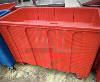 One IRP Poly Merchandiser With Inder Storage On Casters. 50X24X36