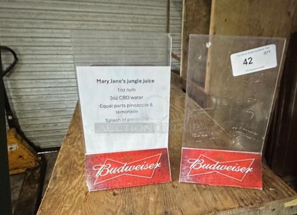 Budweiser Table Tent. 2XBID - Image 1 of 1
