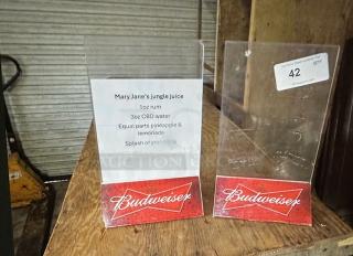 Budweiser Table Tent. 2XBID