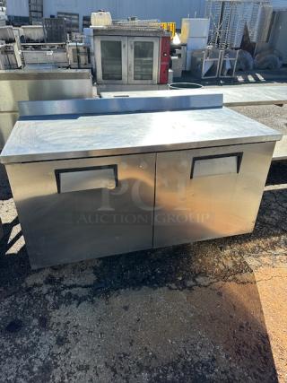 One True 2 Door Worktop Refrigerator With 2 Racks On Casters. Model# TWT-60F. 115 Volt. 60X31X39