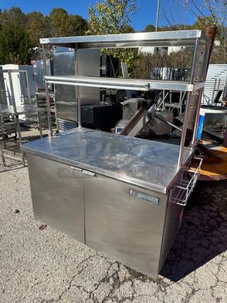 One True 2 Door Refrigerator With 2 SS Over Shelves And A 36 Inch Ticket Rail. Model# TUC-48. 115 Volt. 48X30X68.5