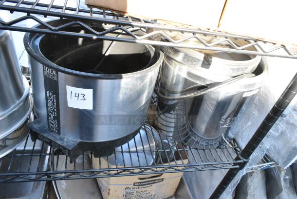 Chrome Finish 5 Tier Wire Shelving Unit w/ Contents Including Fry Baskets, Stainless Steel Cylindrical Bins, Metal Fry Baskets, Soup Kettle Food Warmers.  BUYER MUST DISMANTLE. PCI CANNOT DISMANTLE FOR SHIPPING. PLEASE CONSIDER FREIGHT CHARGES. - Image 7 of 10