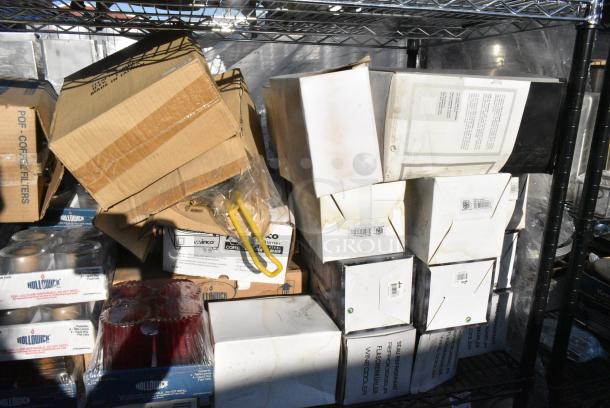 Chrome Finish 3 Tier Wire Shelving Unit w/ Contents Including Coffee Machine, Scale, Martini Glasses, 2 Tier Coffee Pot Warmer, Hollowick Votives, Water Pitchers.  BUYER MUST DISMANTLE. PCI CANNOT DISMANTLE FOR SHIPPING. PLEASE CONSIDER FREIGHT CHARGES. - Image 5 of 15