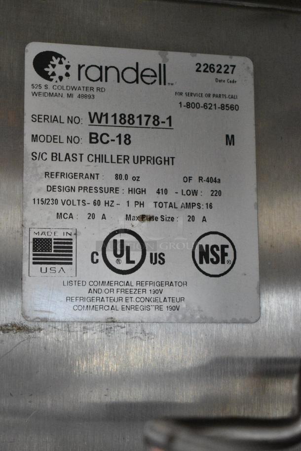 Randell BC-18 Stainless Steel Commercial Blast Chiller w/ 4 Probes. 115/230 Volts, 1 Phase. - Image 5 of 5