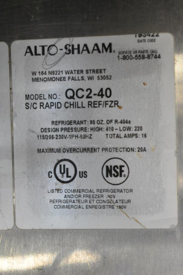 Alto Shaam QC2-40 Stainless Steel Commercial Blast Chiller w/ 2 Probes. 115/230 Volts, 1 Phase. - Image 6 of 6