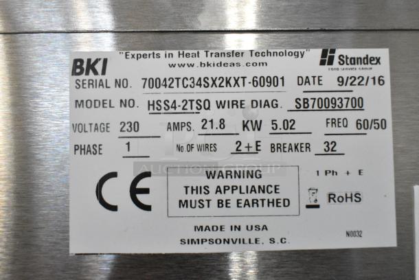 BRAND NEW! 2016 BKI HSS4-2TSQ Stainless Steel Commercial 2 Tier Warming Display Case Merchandiser. 230 Volts, 1 Phase. - Image 4 of 4