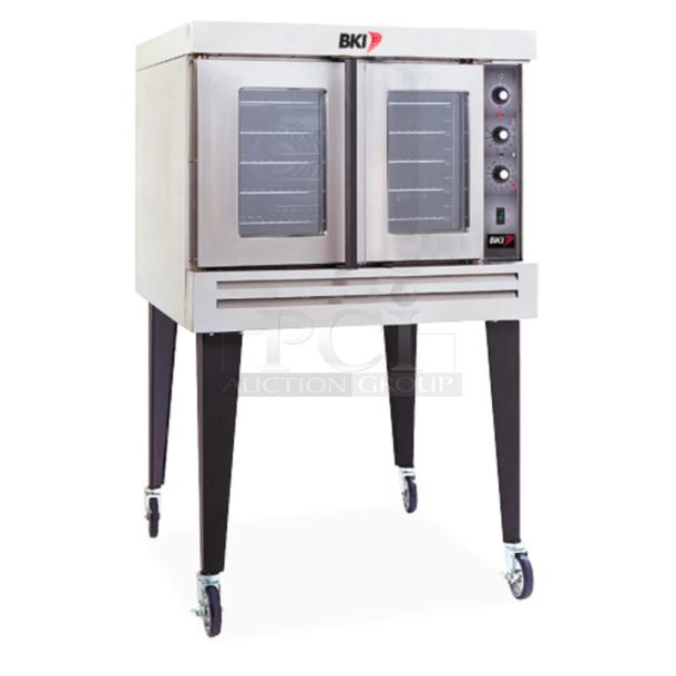 BRAND NEW IN CRATE! BKI COM-G Stainless Steel Commercial Natural Gas Powered Convection Oven. No Legs. - Image 1 of 2