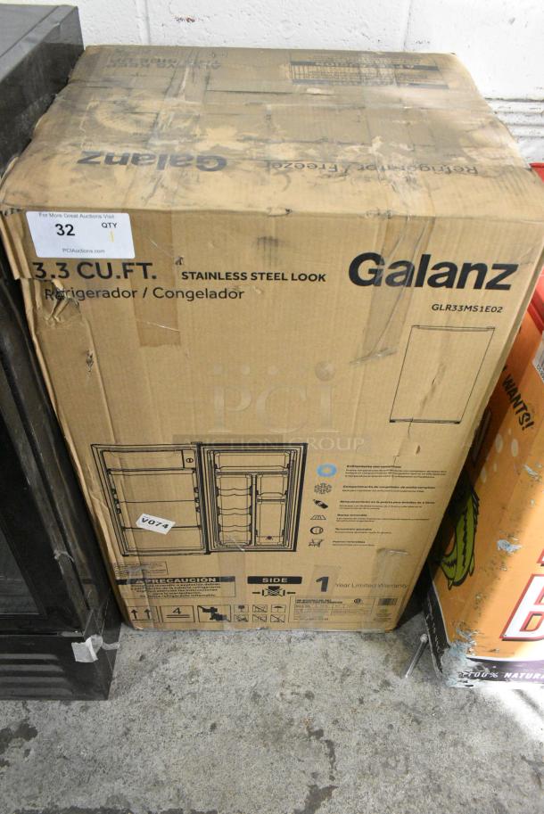BRAND NEW SCRATCH AND DENT! Galanz GLR33MS1E02 Stainless Steel 3.3 Cu ft One Door Mini Fridge. 115 Volts, 1 Phase. - Image 2 of 3