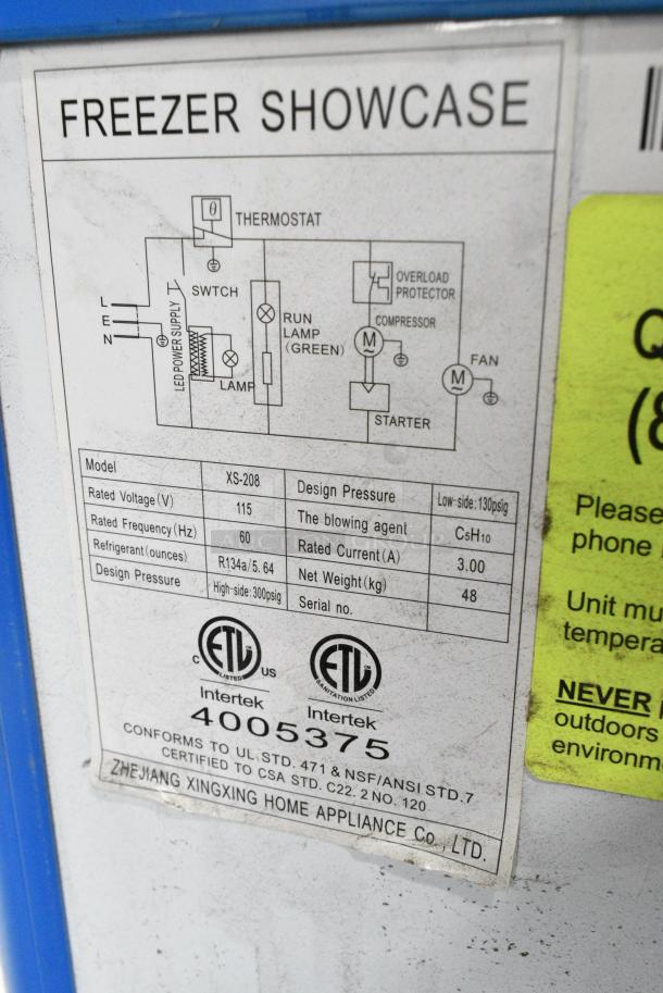 XS-208 Metal Commercial Chest Freezer Merchandiser on Commercial Casters. 115 Volts, 1 Phase. Tested and Working! - Image 5 of 5