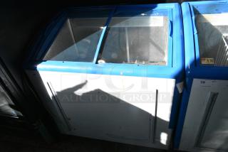 XS-208 Metal Commercial Chest Freezer Merchandiser on Commercial Casters. 115 Volts, 1 Phase. Tested and Working!