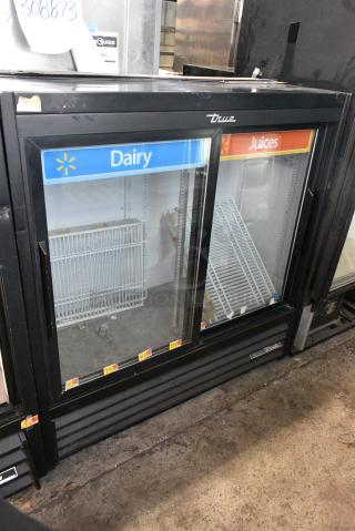 2017 True GDM-41SL-48-HC-LD Metal Commercial 2 Door Reach In Cooler Merchandiser w/ Poly Coated Racks. 115 Volts, 1 Phase. Tested and Working!