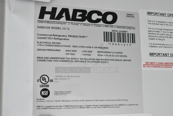2019 Habco SE18 Metal Commercial Single Door Reach In Cooler Merchandiser w/ Poly Coated Racks. 115 Volts, 1 Phase. Tested and Working! - Image 4 of 4