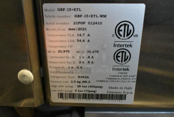 2021 Desmon GBF-15+ETL Stainless Steel Commercial Blast Chiller w/ 3 Probes on Commercial Casters. 115/208-230 Volts, 1 Phase. - Image 5 of 5