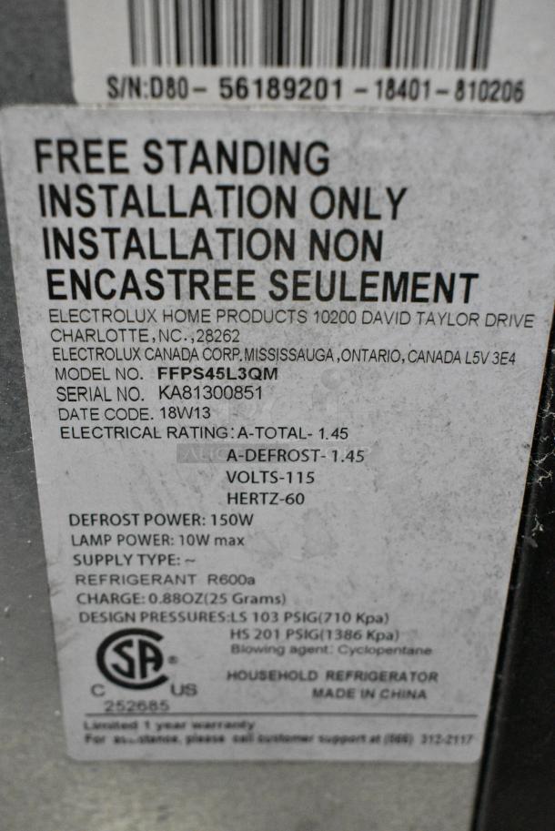 Frigidaire FFPS45L3QM  Metal Cooler w/ Freezer. 115 Volts, 1 Phase. Tested and Powers On But Does Not Get Cold - Image 7 of 7