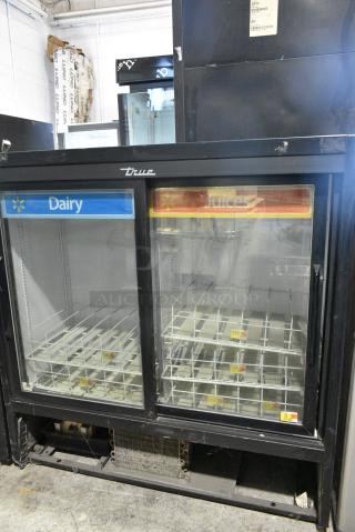 2016 True GDM-41SL-48-HC-LD Metal Commercial 2 Door Reach In Cooler Merchandiser w/ Poly Coated Racks. 115 Volts, 1 Phase. Tested and Working!