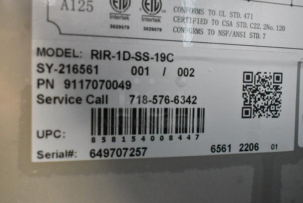 BRAND NEW SCRATCH AND DENT! 2022 KoolMore RIR-1D-SS-19C Stainless Steel Commercial Single Door Reach In Cooler w/ Poly Coated Racks on Commercial Casters. See Top Corner For Damage. 115 Volts, 1 Phase. Tested and Powers On But Does Not Get Cold - Image 5 of 6