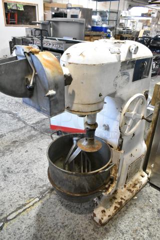 Bakers Machinery AS60QT Metal Commercial Floor Style 60 Quart Dough Mixer. w/ Pelican Head, Metal Mixing Bowl, Dough Hook and Paddle Attachments. 115/208-240 Volts.