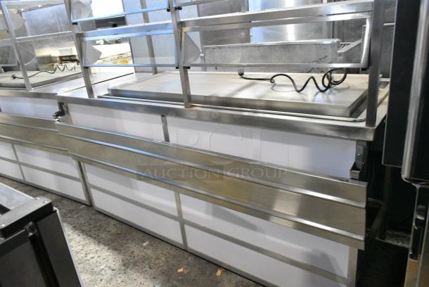 BRAND NEW SCRATCH AND DENT! Atlas Metal Industries DDC-4 Stainless Steel Commercial Buffet Station w/ 2 Tier Over Shelf and Tray Slide on Commercial Casters. Tested and Working! - Image 1 of 7