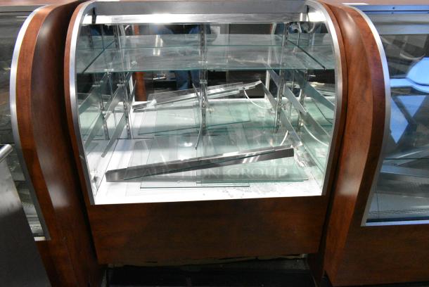 Metal Commercial Floor Style Dry Display Case Merchandiser. See Pictures for Broken Curved Glass. - Image 1 of 1