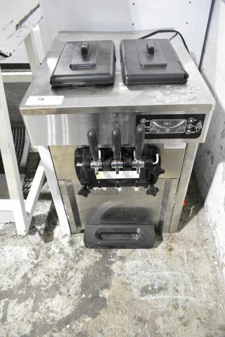 D520S Stainless Steel Commercial Countertop 2 Flavor w/ Twist Soft Serve Ice Cream Machine. 115 Volts, 1 Phase.