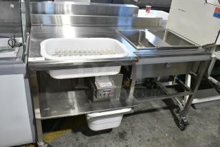 BRAND NEW SCRATCH AND DENT! AyrKing BBS-U Stainless Steel Commercial Floor Style Breading Table on Commercial Casters. 115/230 Volts, 1 Phase.