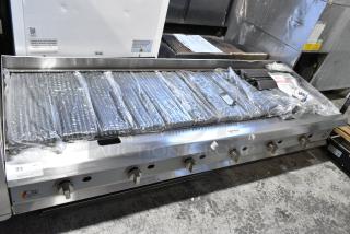 BRAND NEW SCRATCH AND DENT! 2023 Cooking Performance Group CPG 351CRCPG72NL Stainless Steel Commercial Countertop Natural Gas Powered Charbroiler Grill. 240,000 BTU.