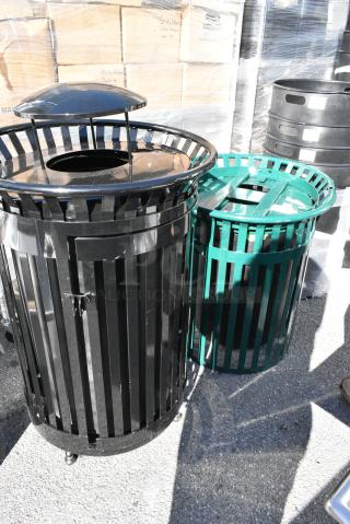2 Metal Trash Can Shell Including 475SF36LIDGN. 2 Times Your Bid!